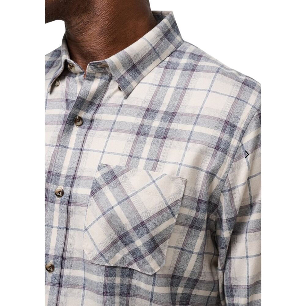 Travis Matthew $149 Cloud Flannel Plaid Button-Up in Oxford Tan Plum Size M